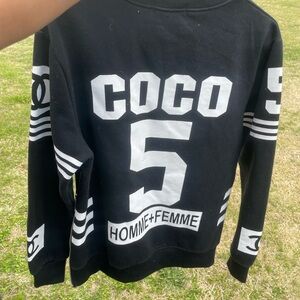 Black Sweatshirt with Gold & Purple Woven Label